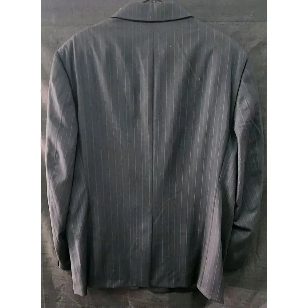 Burberry Men's Suit Blazer 46R 2-Button‎ Grey Pin-Striped 100% Wool EUC